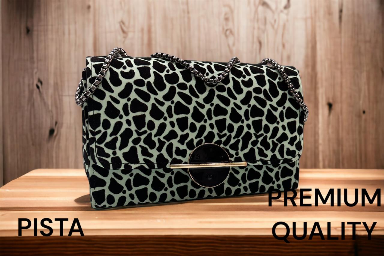 Wild Elegance: Cheetah Print Black Chain Handle Sling Bag
